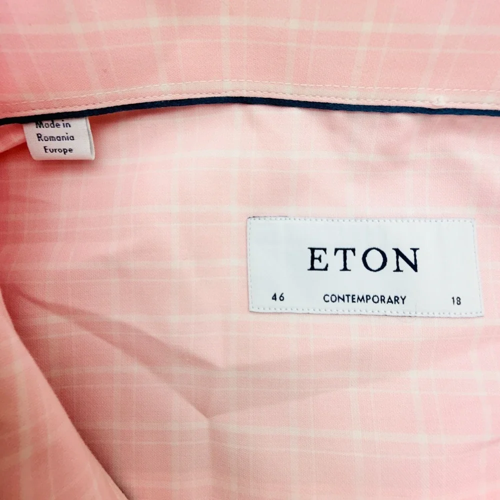 Eton Contemporary Fit Twill Dress Shirt Mens‎ XXL 18 (46) Pink Long Sleeve $270